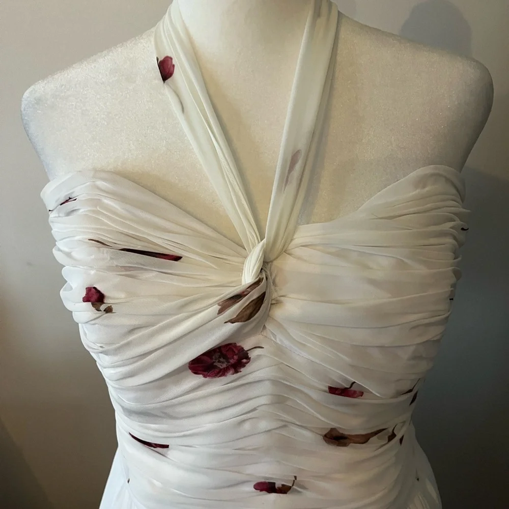 Dessy Collection Elegant Floral Halter Gown - Picture 2 of 9